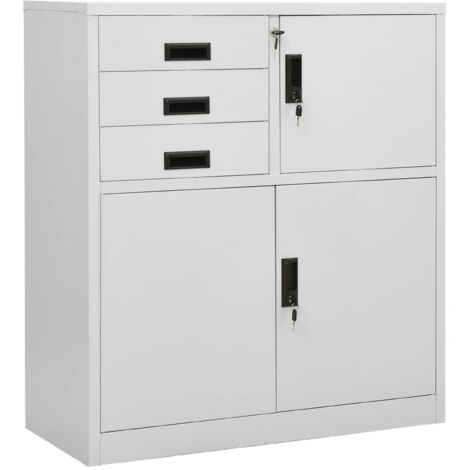 Armoire de bureau Armoire de rangement Caisson de rangement Gris clair 90x40x102 cm Acier 96920 (1/5)
