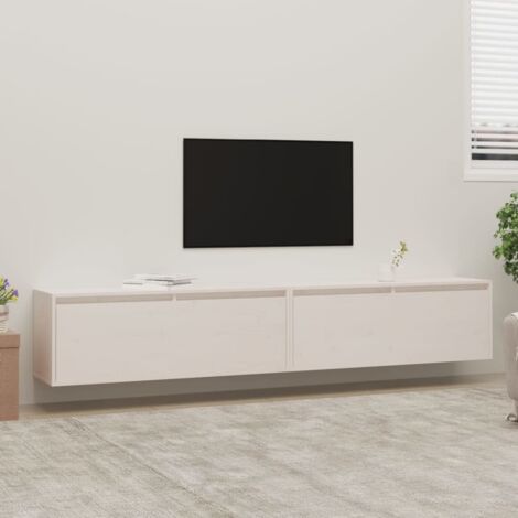 Lot de 2 Armoires murales Étagères Murale Meubles de rangement Blanc 100x30x35 cm Bois de pin massif 79835 (1/5)
