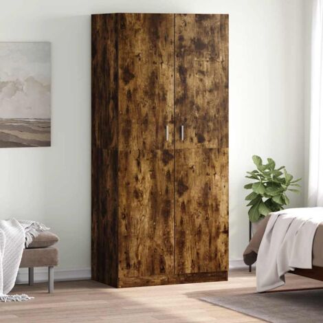 Armoire de rangement Garde-robe Armoire de chambre Chêne fumé 90x52x200 cm Bois d'ingénierie 58171 (1/5)