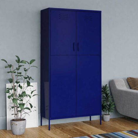 Armoire de rangement Garde-robe Armoire de chambre Bleu marine 90x50x180 cm Acier 28471 (1/5)