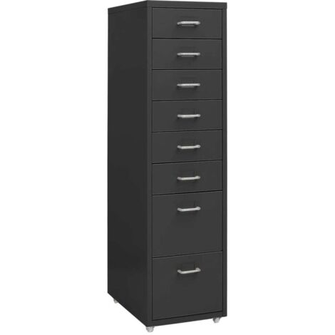 Classeur mobile Meuble de Rangement - Armoire De Bureau Anthracite 28x41x109 cm Métal BV356693 - BonneVie (1/5)