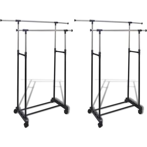 Porte-manteaux réglables 2 pcs pour Chambre, Salon, Salle de Bain - 2 rails d'accrochage BV481423 - BonneVie (1/5)