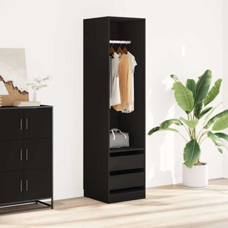 Armoire de rangement Garde-robe Armoire de chambre avec tiroirs Noir 50x50x200 cm Aggloméré 65976 (1/5)