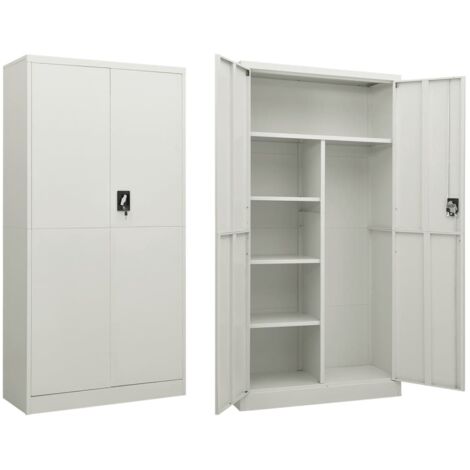 Armoire à casiers Meuble de Rangement - Style Contemporain Gris clair 90x40x180 cm Acier BV497108 - BonneVie (1/5)