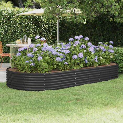 Jardinière de jardin - Balconnière à fleurs Acier enduit de poudre 296x140x36 cm Anthracite BV617804 - BonneVie (1/5)