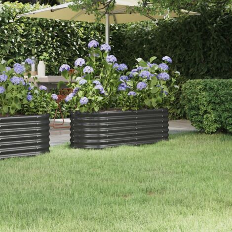 Jardinière de jardin - Balconnière à fleurs Acier enduit de poudre 114x40x36 cm Anthracite BV442532 - BonneVie (1/5)