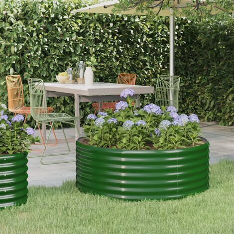 Jardinière - Balconnière à fleurs Acier enduit de poudre 100x100x36 cm Vert BV491558 - BonneVie (1/4)