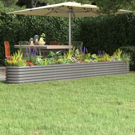 Jardinière - Balconnière à fleurs Acier enduit de poudre 332x40x36 cm Gris BV391035 - BonneVie (1/5)