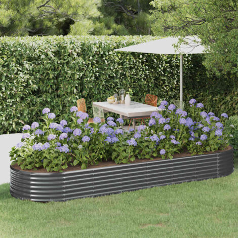 Jardinière Bac A Fleur Acier enduit de poudre 322x100x36 cm Anthracite 82010 (1/5)