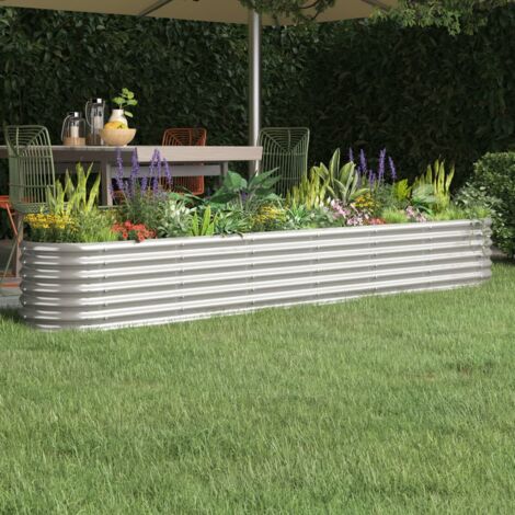 Jardinière de jardin - Balconnière à fleurs Acier enduit de poudre 260x40x36 cm Argenté BV797976 - BonneVie (1/5)