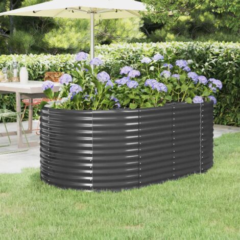 Jardinière de jardin - Balconnière à fleurs Acier enduit de poudre 175x100x68 cm Anthracite BV471474 - BonneVie (1/5)