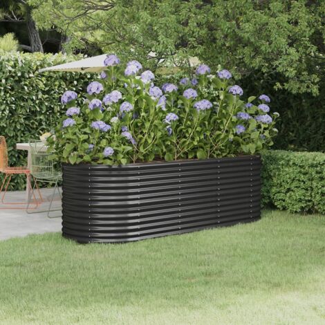 Jardinière de jardin - Balconnière à fleurs Acier enduit de poudre 224x80x68 cm Anthracite BV242078 - BonneVie (1/5)