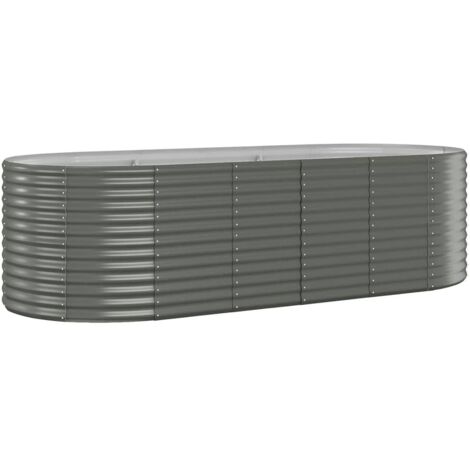 Jardinière - Balconnière à fleurs Acier enduit de poudre 249x100x68 cm Gris BV939688 - BonneVie (1/5)