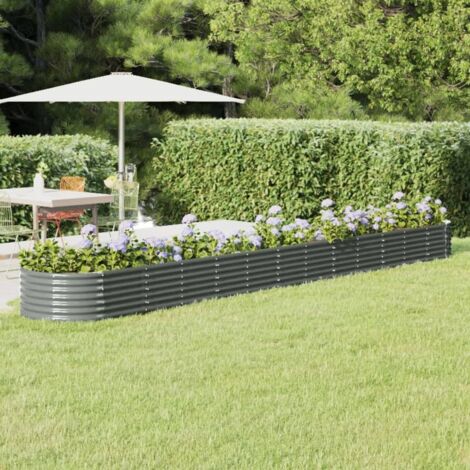 Jardinière - Balconnière à fleurs Acier enduit de poudre 512x80x36 cm Gris BV823431 - BonneVie (1/5)