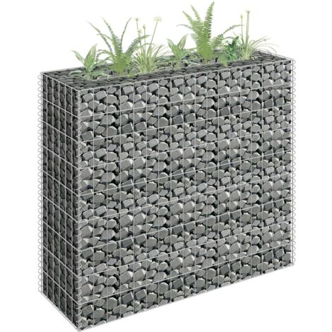 Jardinière Bac A Fleur  Lit surélevé à gabion Acier galvanisé 90x30x90 cm 42811 (1/5)