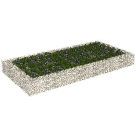 Jardinière Bac A Fleur  Lit surélevé à gabion Acier galvanisé 200x100x20 cm 79420 (1/5)