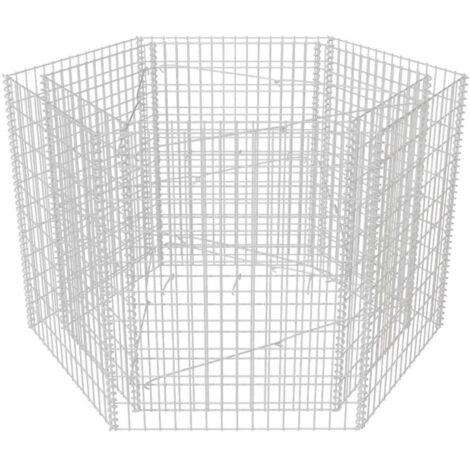 Jardinière, Pot de Fleurs d'extérieur, Lit surélevé à gabion hexagonale 160x140x100 cm OIB7203E (1/5)