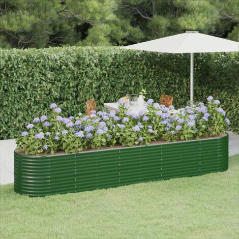 Jardinière - Balconnière à fleurs Acier enduit de poudre 368x80x68 cm Vert BV878747 - BonneVie (1/5)