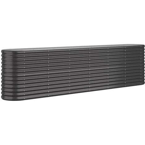 Jardinière, Pot de Fleurs d'extérieur, Acier enduit de poudre 260x40x68 cm Anthracite OIB7577E (1/5)