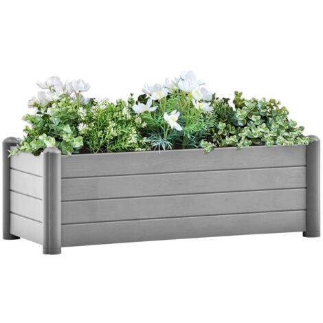 Jardinière de jardin - Balconnière à fleurs Lit surélevé de jardin PP Gris pierre 100x43x35 cm BV851302 - BonneVie (1/5)