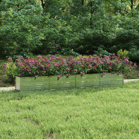 Jardinière de jardin - Balconnière à fleurs Lit surélevé de jardin 320x40x45 cm Acier galvanisé Argenté BV463064 - BonneVie (1/5)