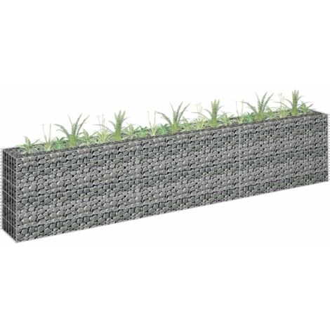 Jardinière Bac A Fleur Lit surélevé à gabion Acier galvanisé 270x30x60 cm 80499 (1/5)