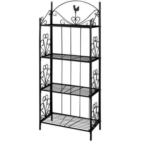 Étagère à plantes Luxueux, Meuble pour Plante, Carré Noir OIB7178E (1/4)