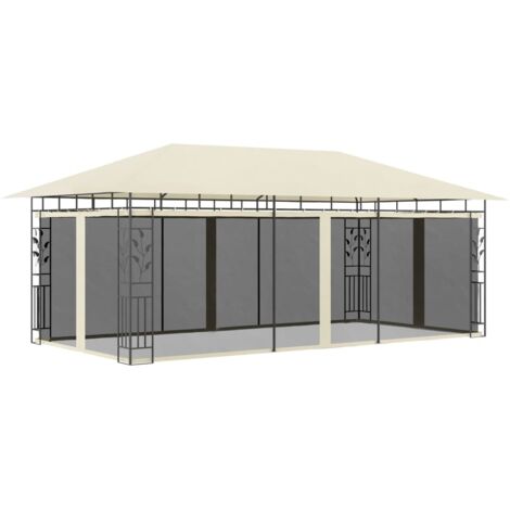 Tonnelle de jardin Tonnelle Barnum Belvédère avec moustiquaire 6x3x2,73 m Crème 62795 (1/5)