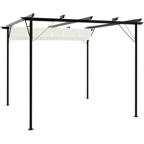 Tonnelle Barnum de Jardin, Pavillon, Pergola, Tente de jardin, avec toit rétractable Blanc crème 3 x 3 m Acier OIB2707E (1/5)