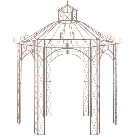 Tonnelle Barnum de Jardin, Pavillon, Pergola, Tente de jardin, Marron antique 3 m Fer OIB6143E (1/5)