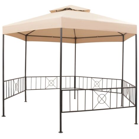 Tonnelle Barnum de Jardin, Pavillon, Pergola, Tente de jardin, tente de jardin Hexagonal Beige 323 x 265 cm OIB5170E (1/5)