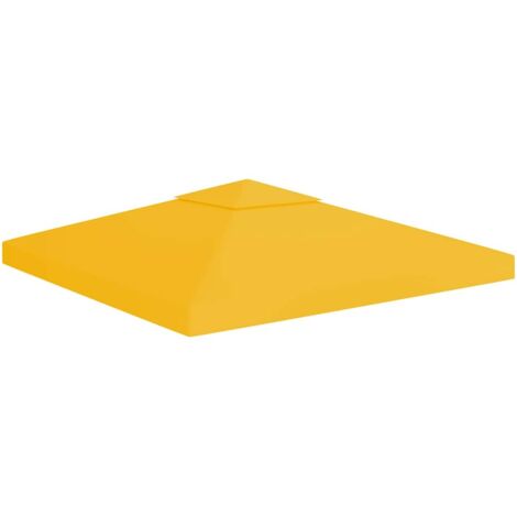 Toile de toit de belvédère Toile de rechange pour tonnelle tente pavillon 2 niveaux 310 g/m² 3x3 m Jaune 89565 (1/5)
