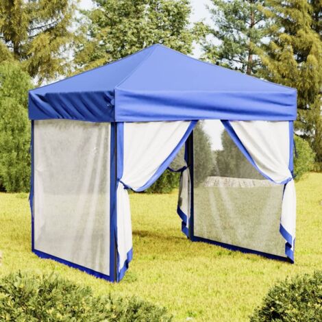 Tente de réception pliable Tonnelle de Jardin - Rapide à Installer avec parois Bleu 2x2 m BV834633 - BonneVie (1/5)