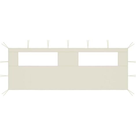 Paroi latérale de belvédère avec fenêtres  Paroi de Tonnelle de réception 6x2 m Crème 93405 (1/4)