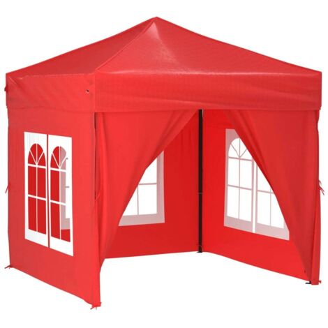 Tente de réception pliable, Pavillon, Pergola, Tente de jardin, avec parois Rouge 2x2 m OIB1485E (1/5)