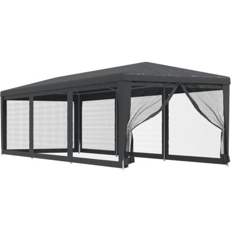 Tonnelle Barnum de Jardin, Tente de fête, Tente de jardin, avec 8 parois latérales en maille Anthracite 3x9m OIB9354E (1/5)
