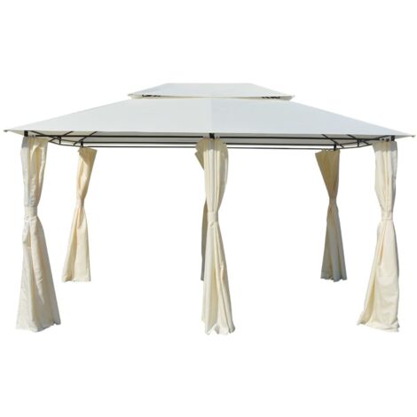 Tonnelle de jardin Tonnelle Barnum Tente avec rideaux 4 x 3 m Blanc 50602 (1/5)