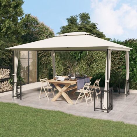Tonnelle de jardin  Tonnelle Barnum Tente avec parois et toit double 3x4 m Crème 21043 (1/5)