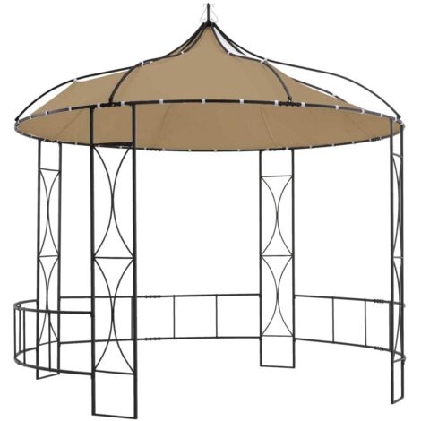 Tonnelle de Jardin Tente de réception - Rapide à Installer 300x290 cm Taupe Rond BV889883 - BonneVie (1/5)