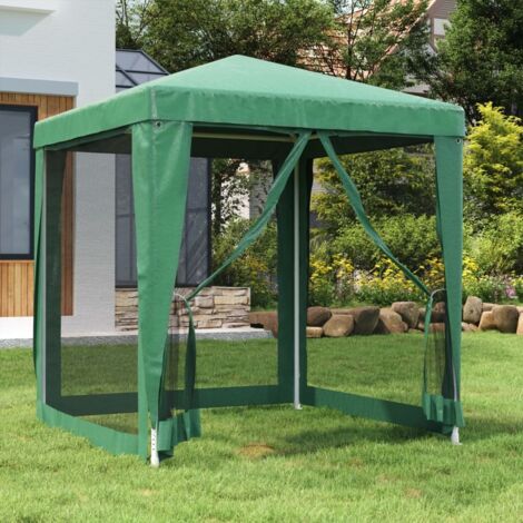 Tente de jardin Tente de fête - avec 4 parois latérales en maille Vert 2x2 m PEHD BV937013 - BonneVie (1/5)