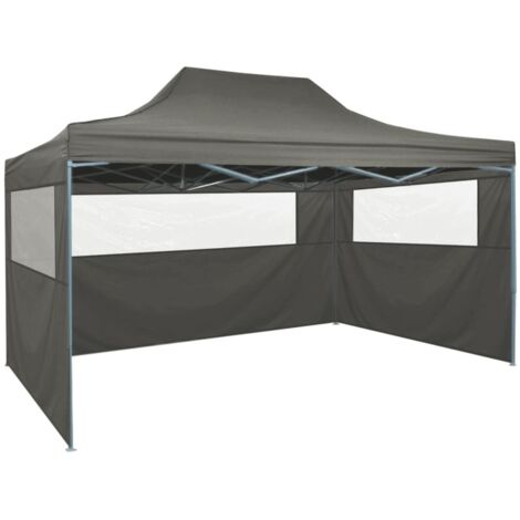 Tente de réception pliable Tonnelle de Jardin - Rapide à Installer avec 3 parois 3x4 m Acier Anthracite BV290528 - BonneVie (1/5)