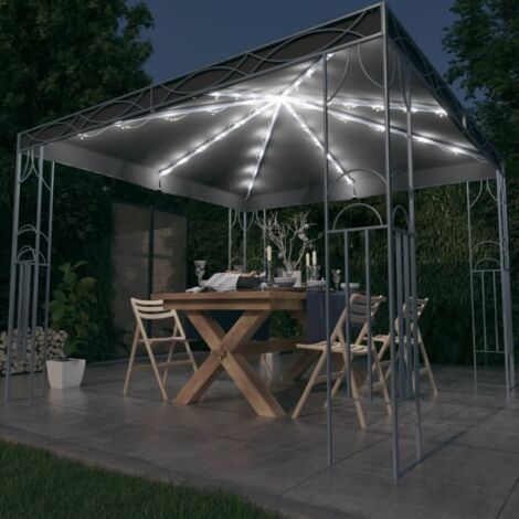 Tonnelle de jardin Tonnelle Barnum Tente avec guirlande lumineuse à LED 300x300 cm Anthracite 57777 (1/5)