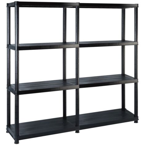 Étagère de rangement à 4 niveaux Meuble Étagère Meuble de rangement Noir 122x30,5x130 cm Plastique 57929