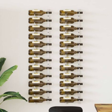 Lot de 2 Casiers vin mural Étagère à Vin Range bouteille pour 12 bouteilles Blanc Fer 29002 (1/4)