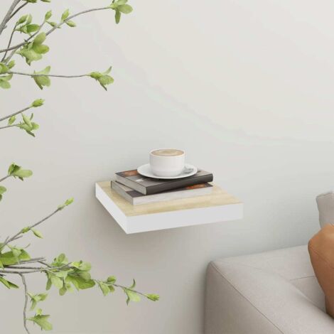 Étagère murale flottante  Armoire murale Meuble Étagère Chêne et blanc 23x23,5x3,8 cm MDF 67316 (1/5)
