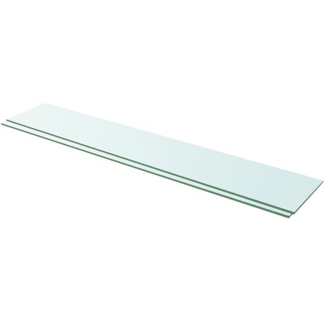 Lot de 2 Panneaux d'étagère Meuble Étagère Meuble de rangement Verre Transparent 110 x 20 cm 80686 (1/4)