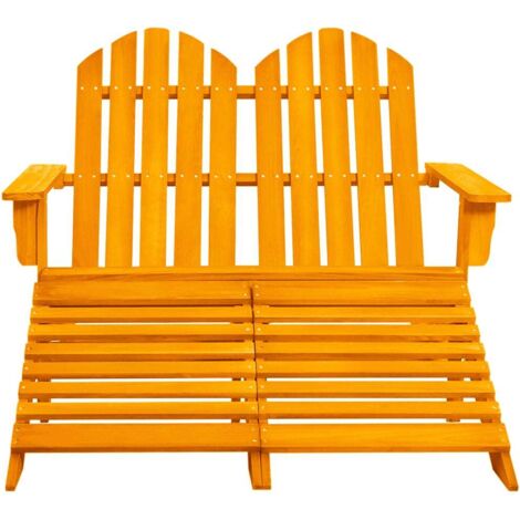 Chaise de jardin et de camping, Chaise de relaxation, Adirondack 2 places et pouf Sapin Orange OIB9076E (1/5)