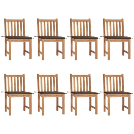 Lot de 8 Chaises de jardin - Chaises d'extérieur pour terrasse/jardin avec coussins Bois de teck massif BV256447 - BonneVie (1/5)