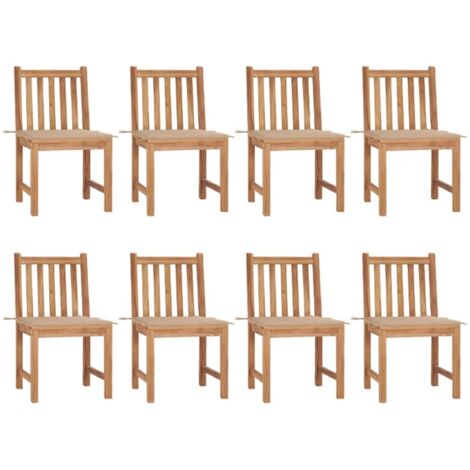 Lot de 8 Chaises de jardin et de camping, Chaises de relaxation, avec coussins Bois de teck massif OIB6338E (1/5)