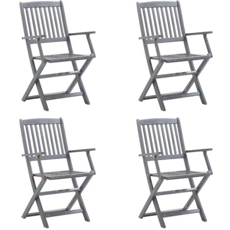 Lot de 4 Chaises de jardin pliables Chaises d'extérieur  Fauteuil de Jardin avec coussins Bois d'acacia 34696 (1/5)